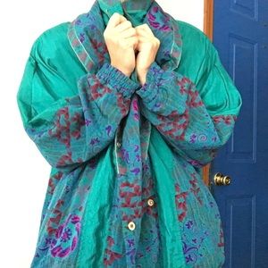 80s nylon-blend long jacket